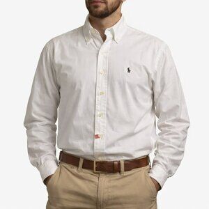 100% Cotton Vintage 90s Ralph Lauren White Dress Shirt Size 16 34/35